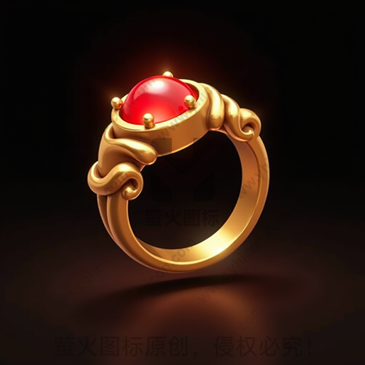 金色戒指，嵌有红宝石