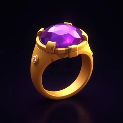金色戒指，镶有紫色宝石