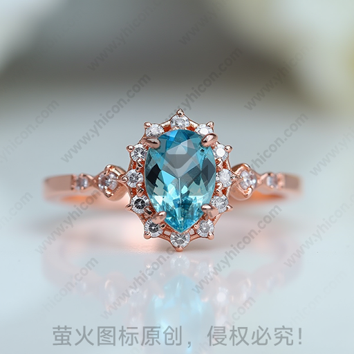 玫瑰金戒指配蓝宝石及钻石