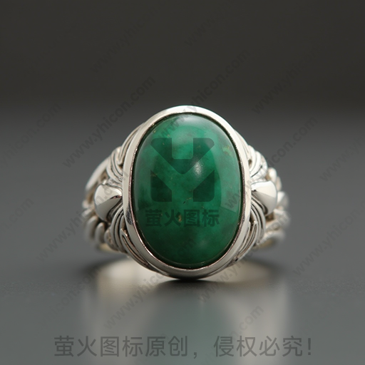 银质戒指镶嵌绿色宝石