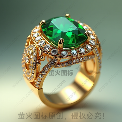 一枚镶嵌绿宝石的金戒指