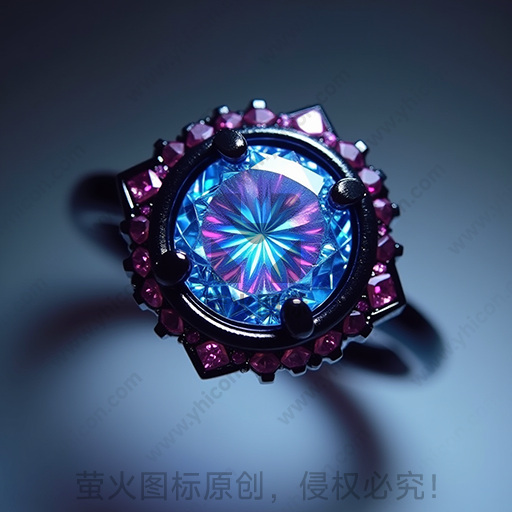 蓝紫色宝石戒指，高级光泽反射