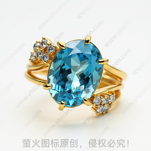 一枚带有蓝色宝石的金戒指