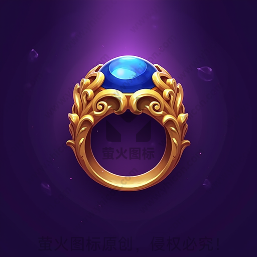 金色戒指，镶嵌大蓝宝石