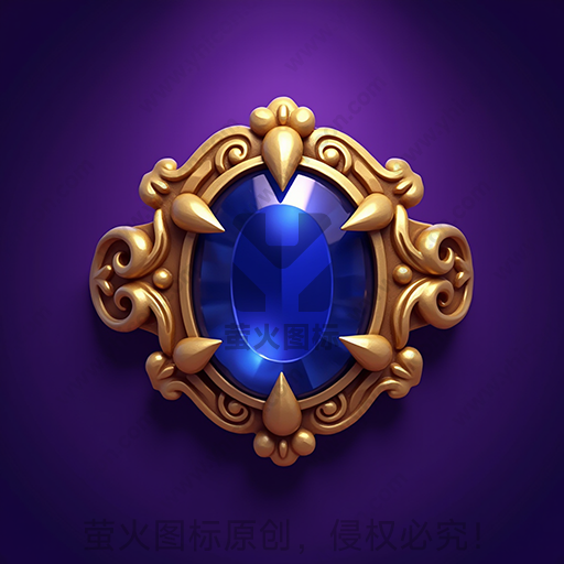金色精致花纹框架包裹大蓝宝石