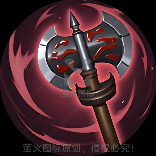 红色火焰背景的银色盾牌与长矛
