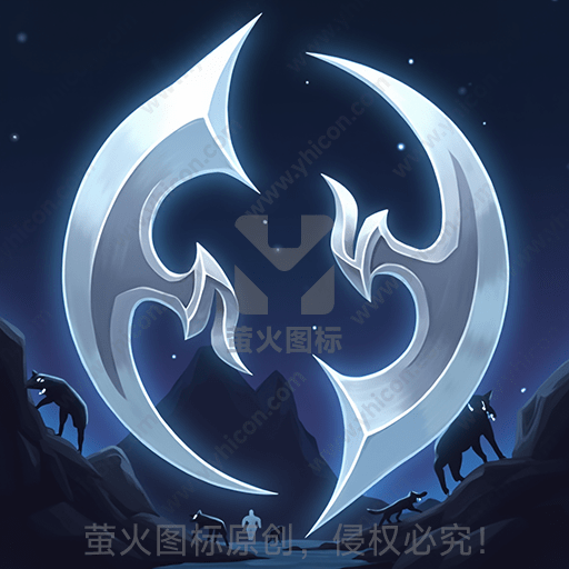 月亮剪影中的狼群在山间