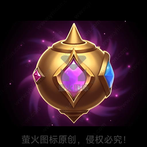 金色魔法球，内置紫色宝石和其他宝石