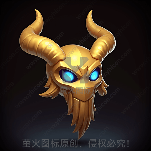 金色的牛头面具，神秘蓝色眼睛