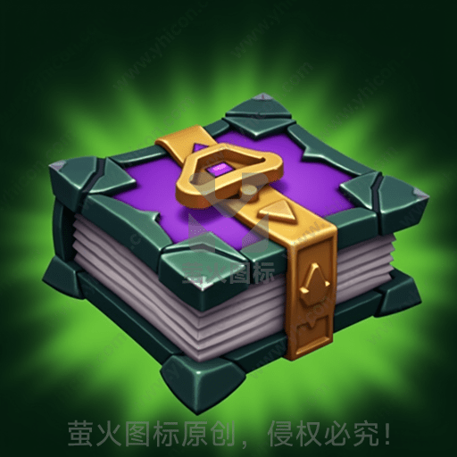 紫底绿边的神秘魔法书，装饰着金色锁扣