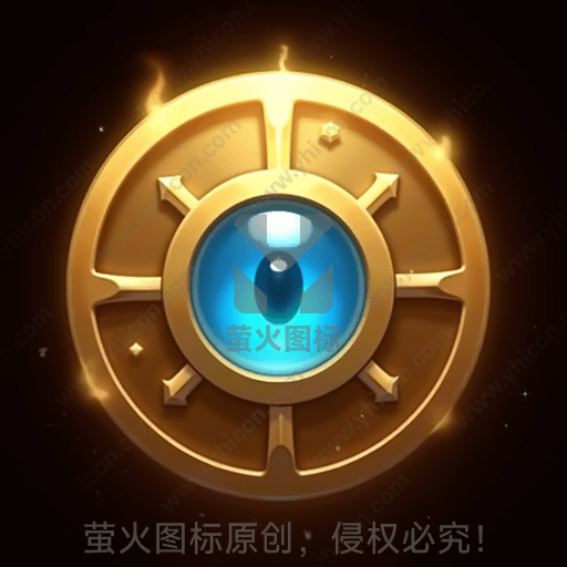 闪光金色边框，蓝色神秘眼睛