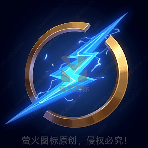 金色弧形与蓝色闪电标志