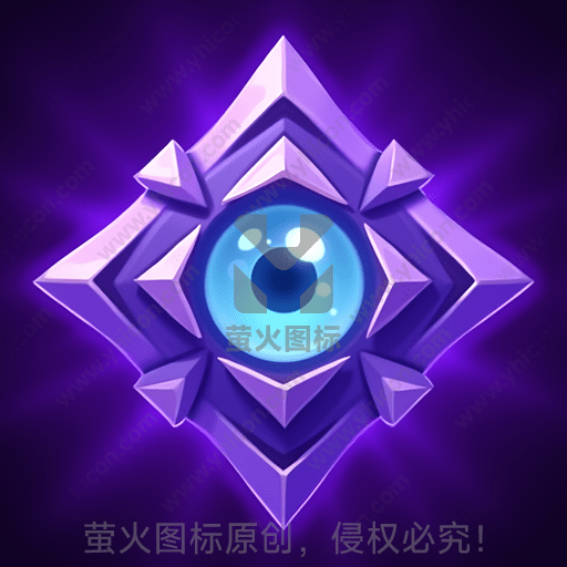 紫色背景上的蓝色神秘水晶眼