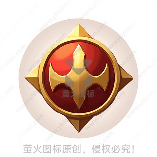 红色和金色的神秘徽章，中心有尖刺图案