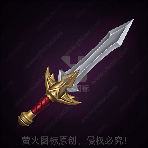 一把描绘精致的金色红色剑