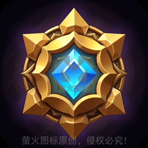 金色边框，中心蓝宝石，辐射光芒