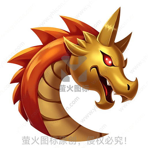 金色的龙头，红眼睛，张开嘴巴