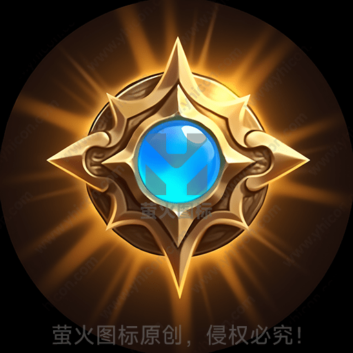 金色边框与蓝色宝石的神秘徽章