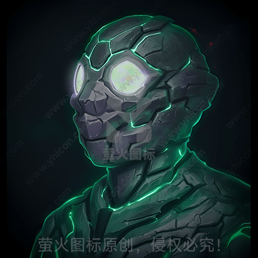 发光的石质机器人头像