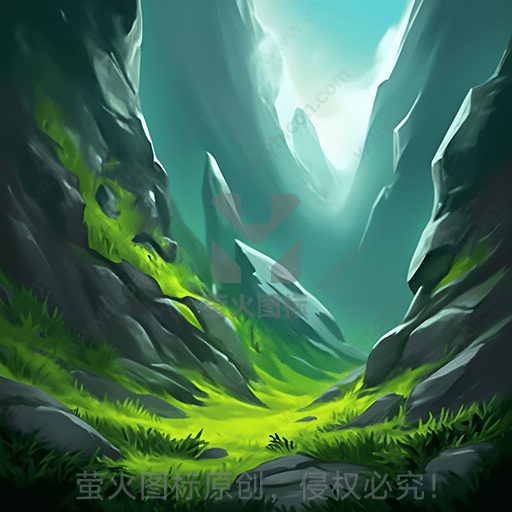 幽深山谷中翠绿草地