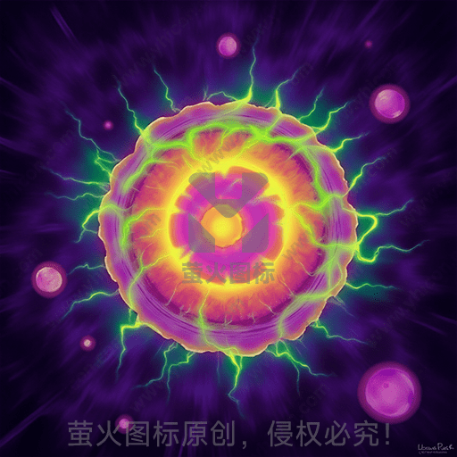 多层彩色圆环，环绕电光