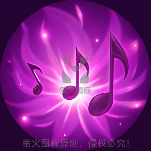 三个音符浮现在紫色光环中