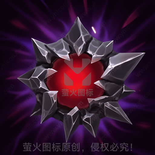 紫色背景中的红色光球被银色尖刺包围