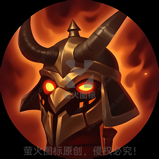 恶魔头盔，红色眼睛，暗黑火焰背景