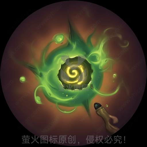 螺旋形绿色光团中央发散，画面神秘