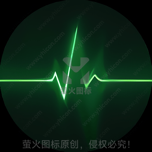 绿色的心电图线条在黑暗背景上