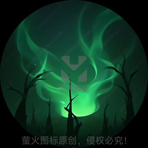 一片绿色的虚幻森林，灵动光芒环绕