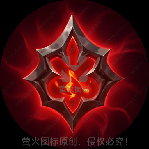 银色花纹和中心火焰在红色背景上