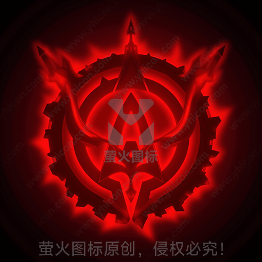 红色机械风格的标志设计，暗黑炫酷