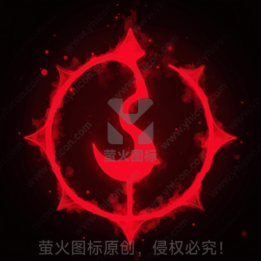红色神秘符号，环绕烟雾和光晕