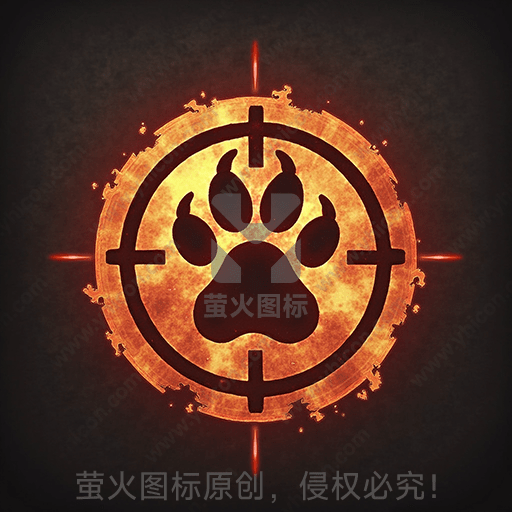 神秘的红色光环中的熊掌图案