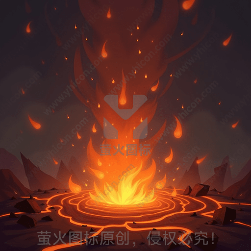火焰漩涡在山谷中旋转