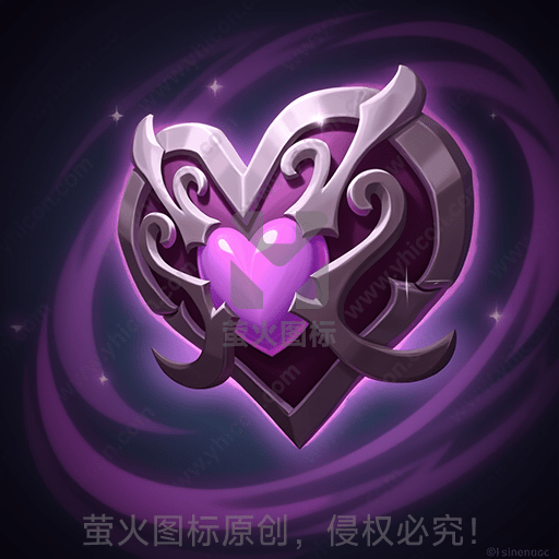 紫色背景上浮现闪耀心形符号