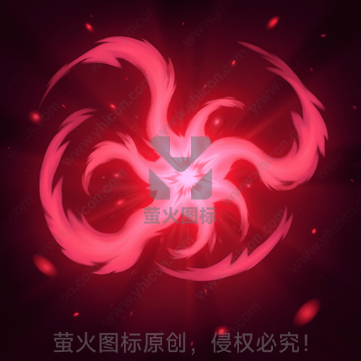红色抽象花朵形状，光点散落