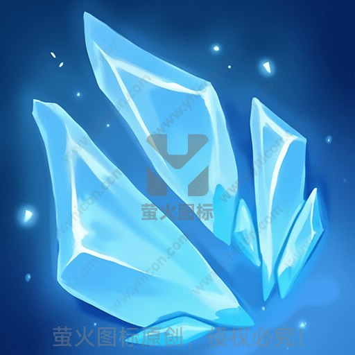 蓝色发光的晶体在夜晚背景中