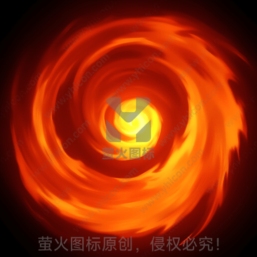 火焰色调的涡旋图案，似太阳风暴