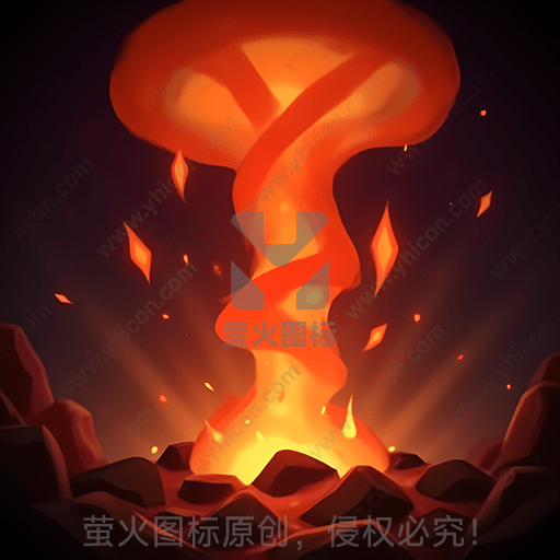 橙红色火焰从岩石中喷发