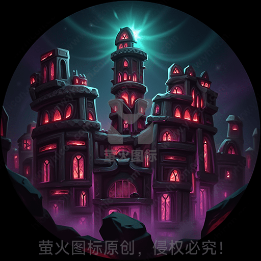 神秘城堡在夜幕中发着光