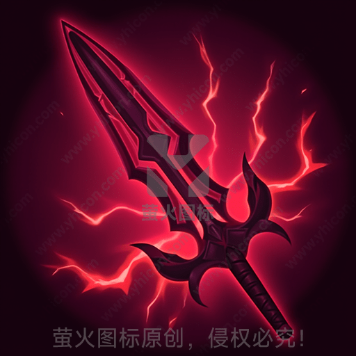 红色背景下黑色神秘剑，电光闪烁