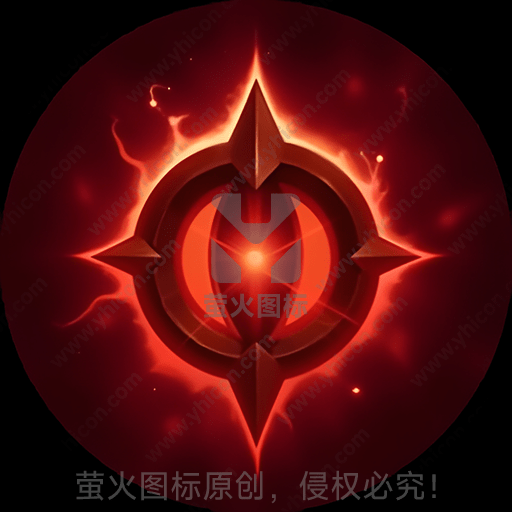 神秘火红色的符号，光芒四射