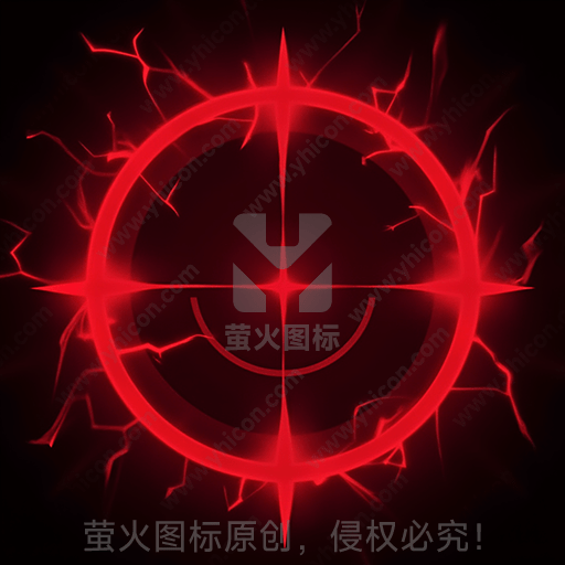 红色光芒的抽象符号，周围有裂纹