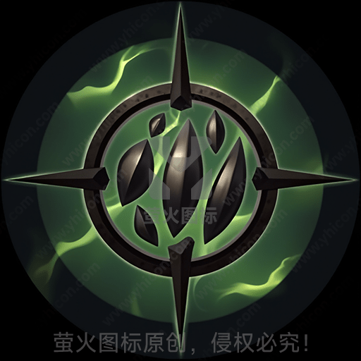 绿色光晕包围的黑色奇幻徽章