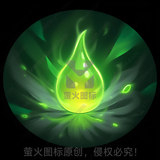 绿色背景中的发光能量水滴