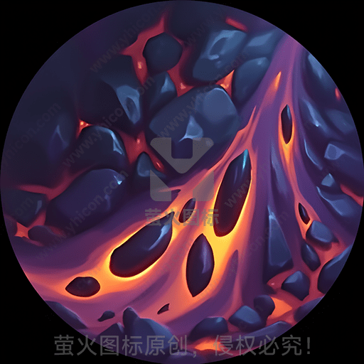 火焰与岩石相融的艺术插画