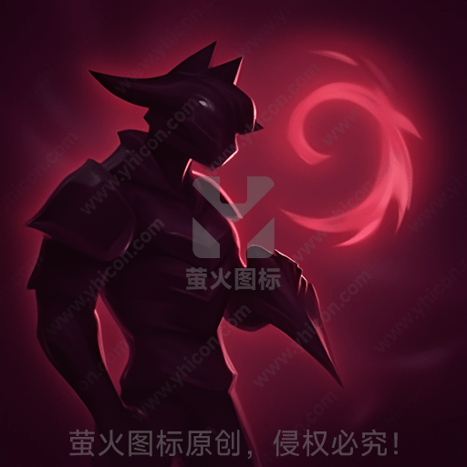神秘骑士在紫红色背景下站立