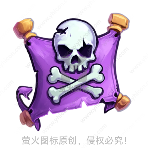 紫色骷髅交叉骨图案海盗旗